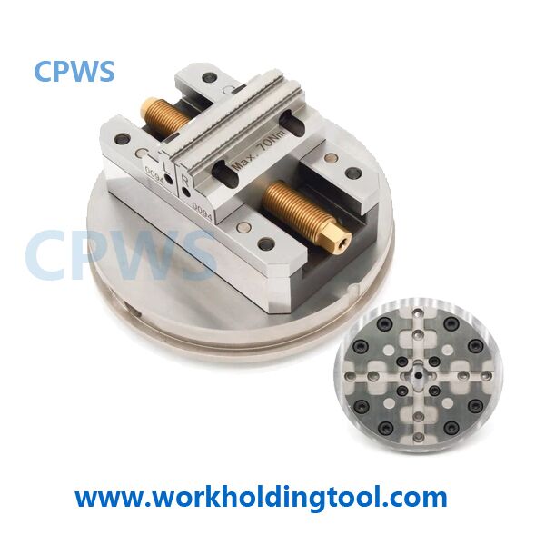 CPWS-System-3R-Self-Centering-Vise-on-3R-Macro-Magnum-pallet4.725-Inch-Max-workPiece-120mm5-axis-machining-vise